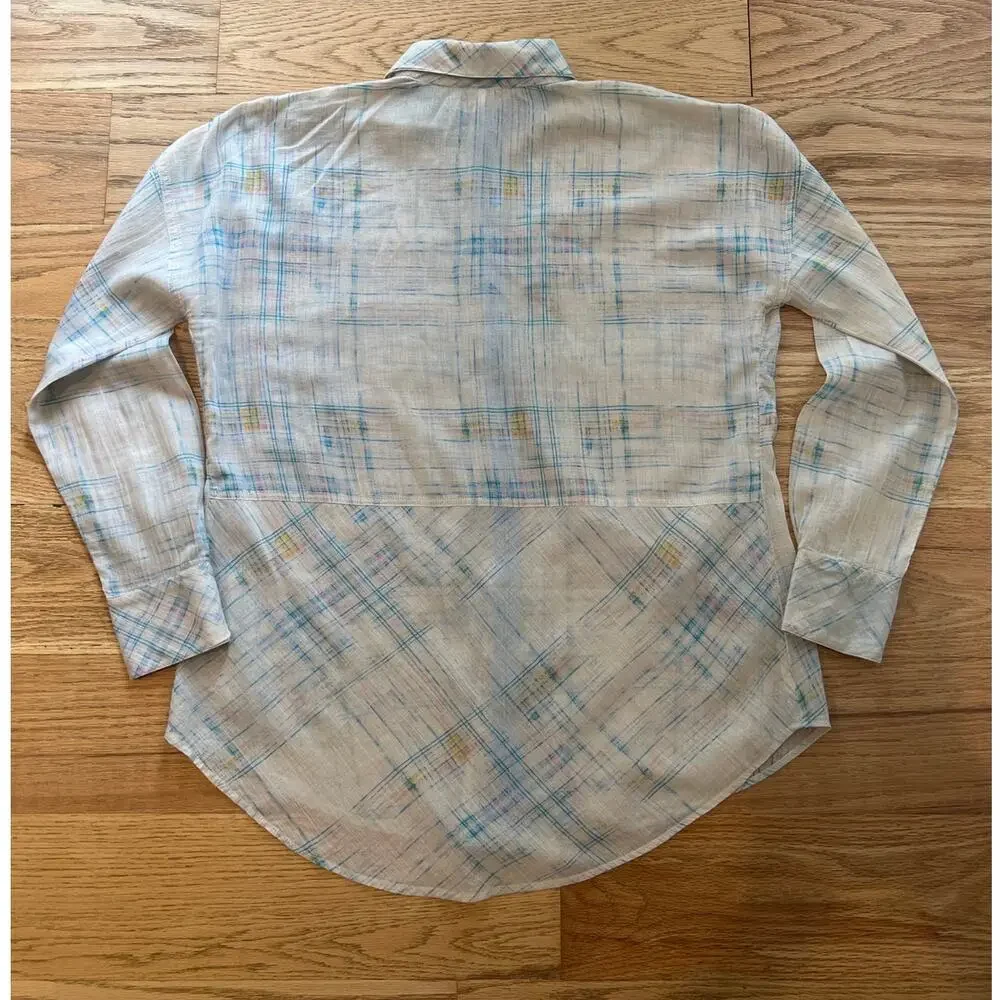 Free People Shore Vibes Plaid Long Sleeve Button Up